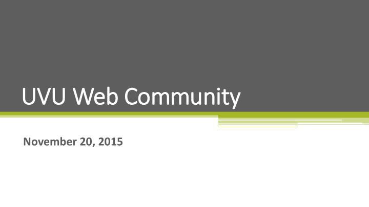 uvu w web c community