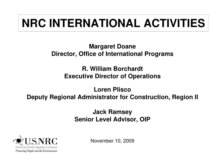 nrc international activities