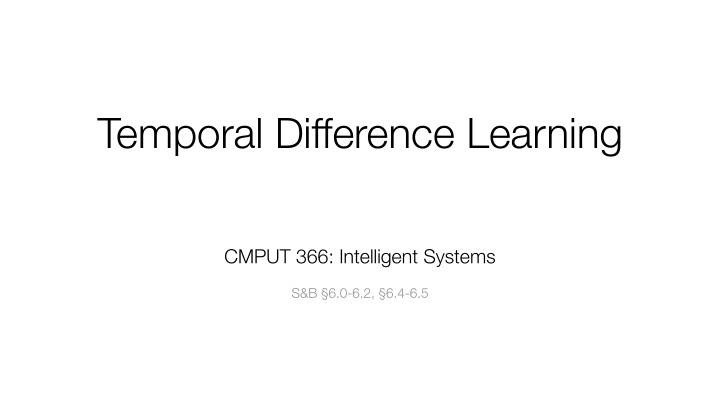 temporal difference learning