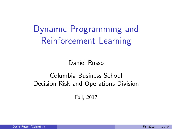 dynamic programming and reinforcement learning