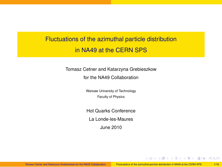 fluctuations of the azimuthal particle distribution in