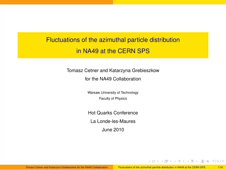 fluctuations of the azimuthal particle distribution in