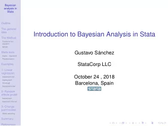 Introduction to Bayesian Analysis in Stata  The Method  Fundamental  equation  MCMC  Gustavo