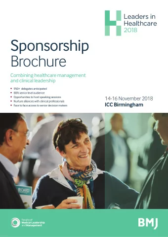 Sponsorship  Brochure  Combining healthcare management  and clinical leadership   950+