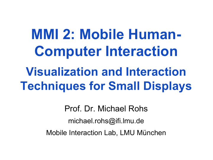 mmi 2 mobile human computer interaction