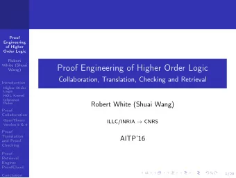 Proof Engineering of Higher Order Logic  Wang)  Collaboration, Translation, Checking and Retrieval