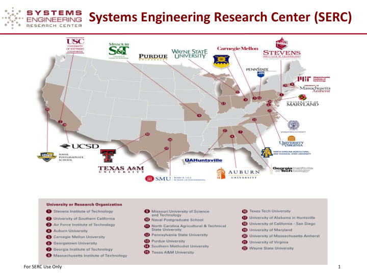 systems engineering research center serc