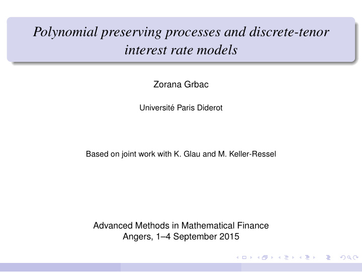 polynomial preserving processes and discrete tenor