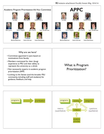 APPC  Academic Program Prioritization Ad Hoc Committee  Sy Adler  Talya Bauer  Samuel Henry  Sy