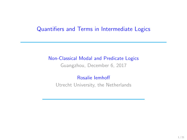 quantifiers and terms in intermediate logics