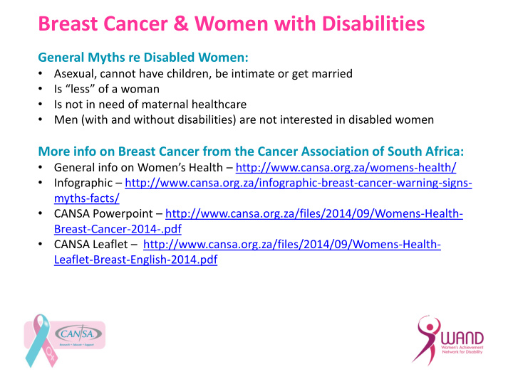 breast cancer amp women with disabilities