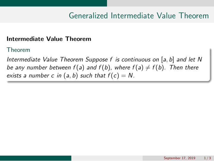 generalized intermediate value theorem