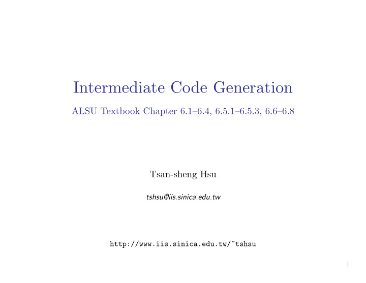 intermediate code generation