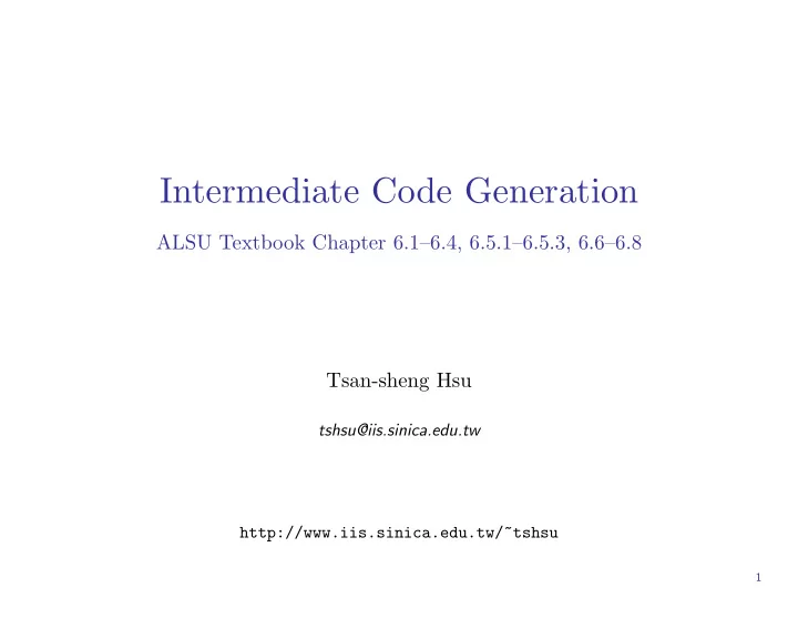 intermediate code generation