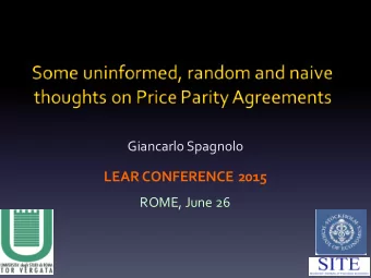 LEAR CONFERENCE 2015  ROME, June 26  PCW value for consumer?  One stop