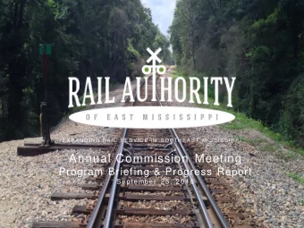 Annual Commission Meeting  Program Briefing &amp; Progress Report  Se pt e mbe r 2 5 ,  2 0 1 8