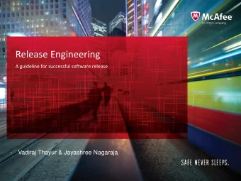 Release Engineering  A guideline for successful software release  -  Vadiraj Thayur &amp; Jayashree