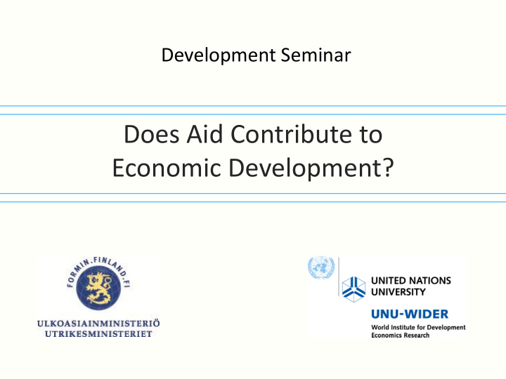 does aid contribute to economic development