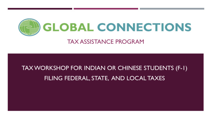 tax assistance program tax workshop for indian or chinese