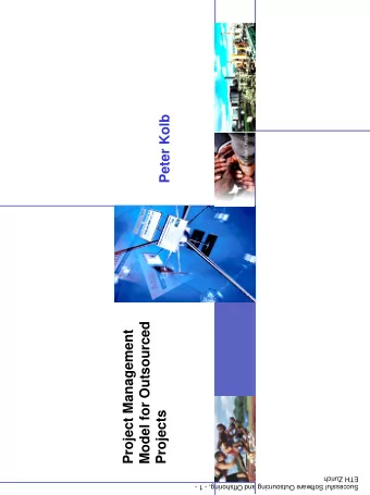 Peter Kolb  Model for Outsourced  Project Management  Projects  ETH Zurich  Successful Software