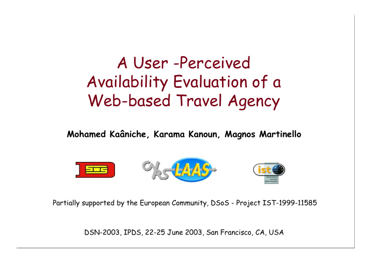a user perceived availability evaluation of a web based