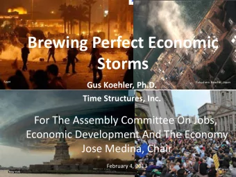 Brewing Perfect Economic  Storms  Egypt  Fukushma  Reactor, Japan  Gus Koehler, Ph.D.  Time