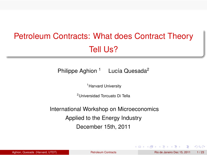 petroleum contracts what does contract theory tell us