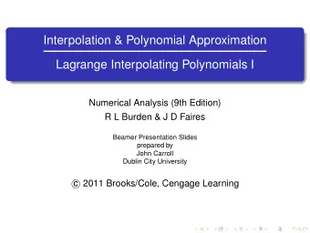 Interpolation &amp; Polynomial Approximation  Lagrange Interpolating Polynomials I  Numerical