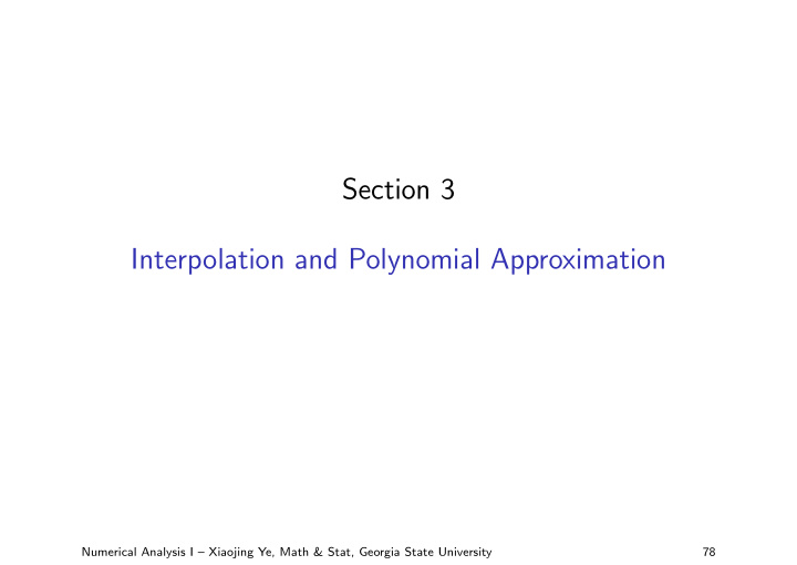 section 3 interpolation and polynomial approximation