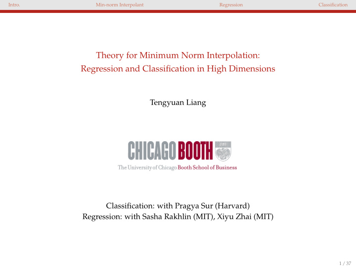 theory for minimum norm interpolation regression and