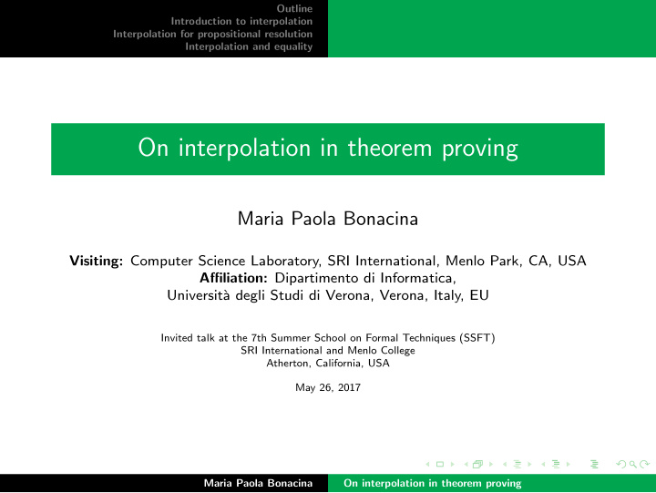 on interpolation in theorem proving