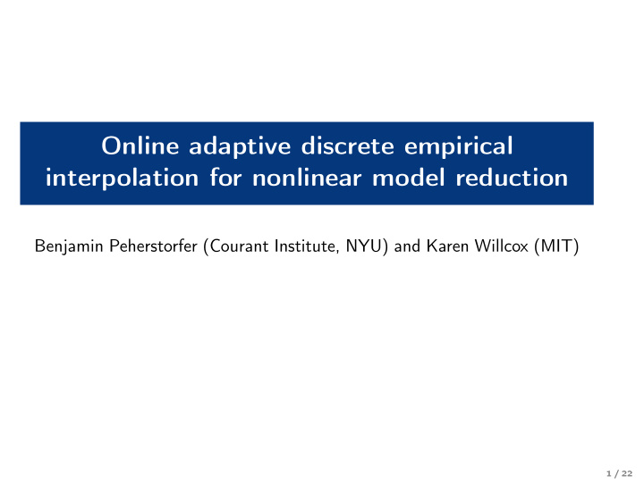 online adaptive discrete empirical interpolation for