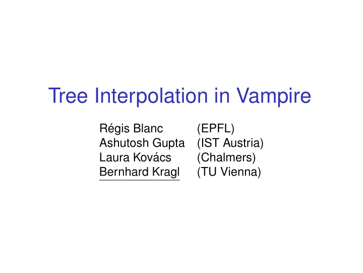 tree interpolation in vampire