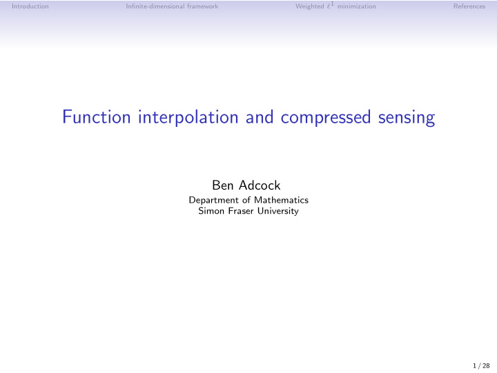 function interpolation and compressed sensing