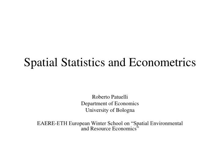 spatial statistics and econometrics