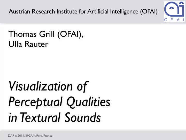 visualization of perceptual qualities in textural sounds