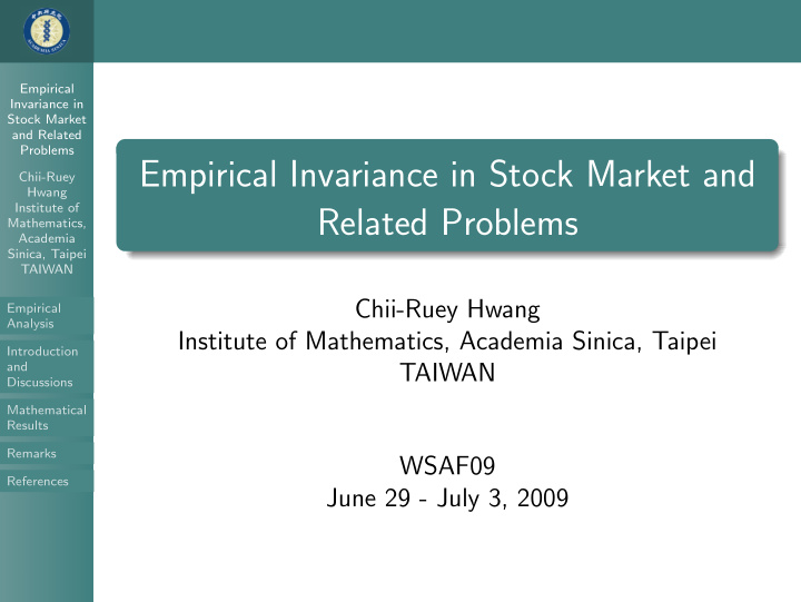 empirical invariance in stock market and