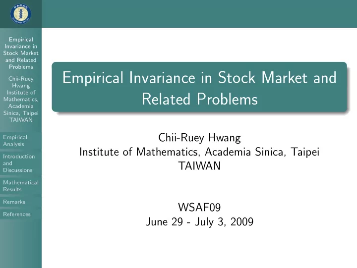 empirical invariance in stock market and