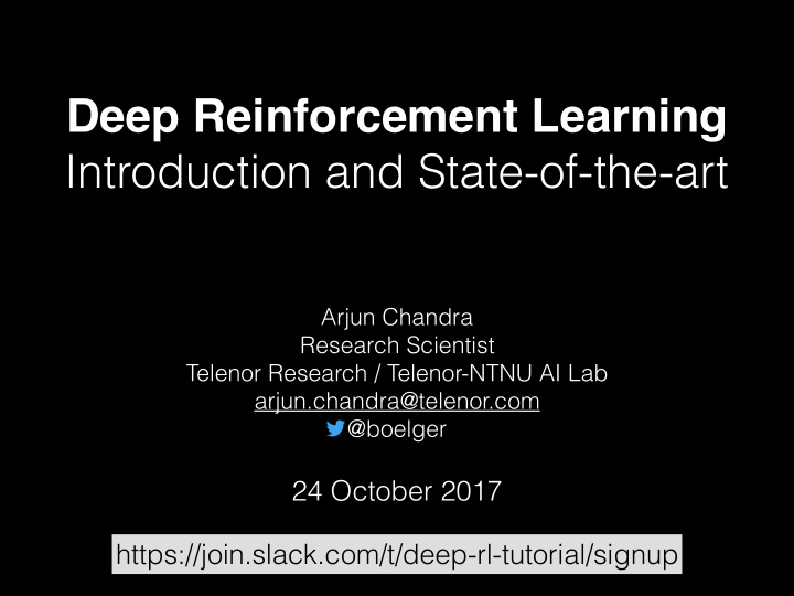 deep reinforcement learning introduction and state of the
