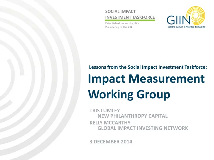 impact measurement working group