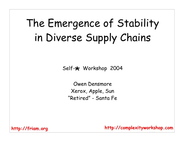 the emergence of stability in diverse supply chains
