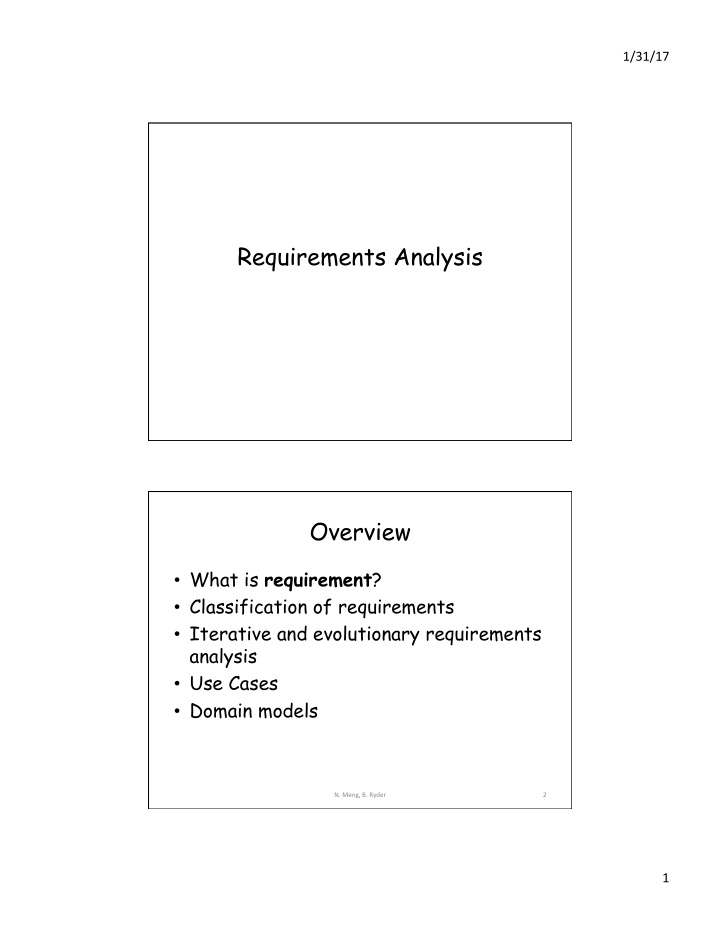 requirements analysis overview