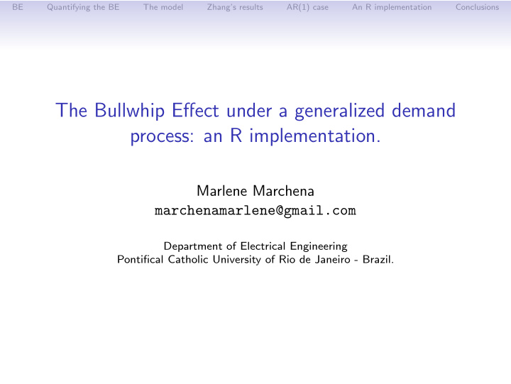 the bullwhip effect under a generalized demand process an