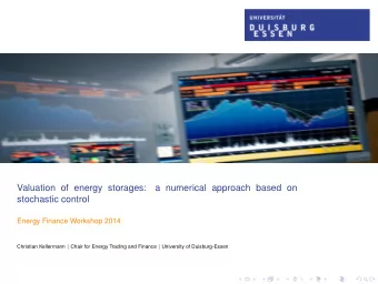Valuation of energy storages:  a numerical approach based on  stochastic control  Energy Finance