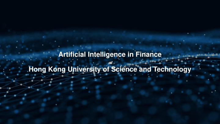artificial intelligence in finance at at hong kong