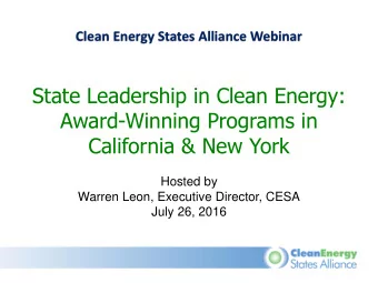 Award-Winning Programs in  California &amp; New York  Hosted by  Warren Leon, Executive Director,
