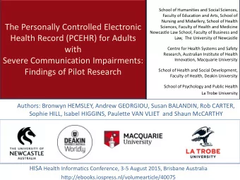 with  Centre for Health Systems and Safety  Research, Australian Institute of Health  Severe