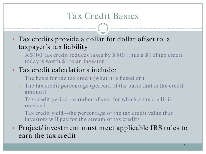 tax credit basics