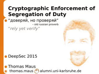 Cryptographic Enforcement of  Segregation of Duty  ,