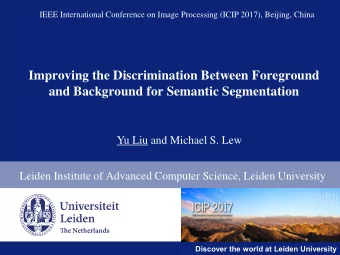 and Background for Semantic Segmentation  Yu Liu and Michael S. Lew  Leiden Institute of Advanced